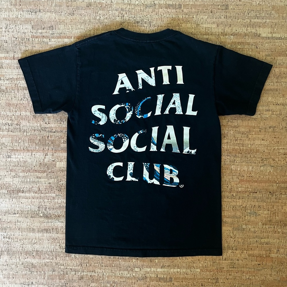 Anti Social Social Club Black Tee with White and Blue Lettering